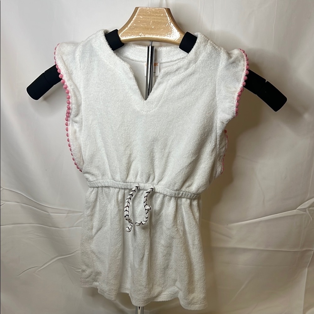 Gymboree White Terry Cloth Cover-Up with Pink Trim